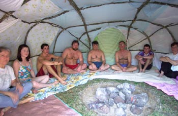 Inside a sweat lodge