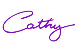 Cathy signature in purple